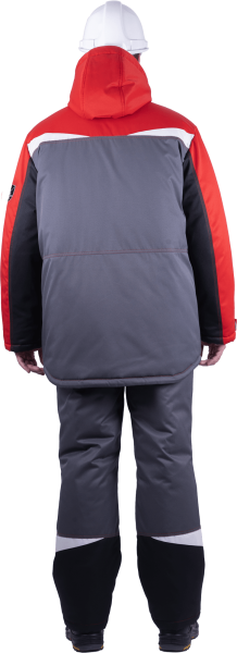 Костюм КМ-10 ЛЮКС зимний 3-4 класс c ПК (серый/красный)
