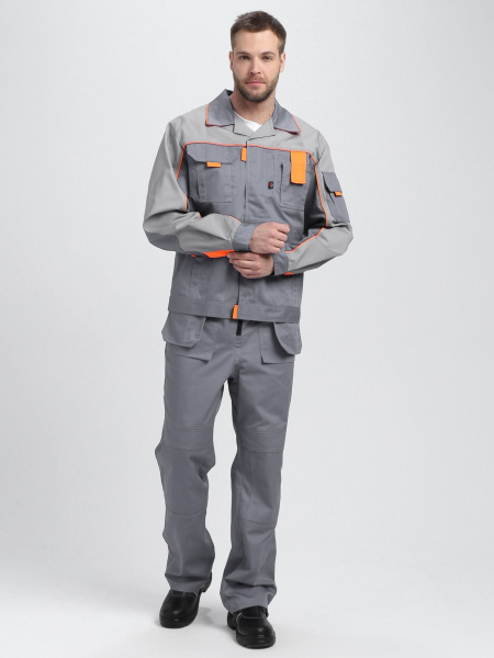 Костюм ДРАГА-2 с ПК (серый/св.серый/оранжевый)