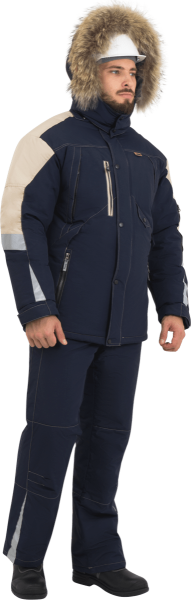 Куртка ХАЙ-ТЕК зимняя (синий/бежевый)