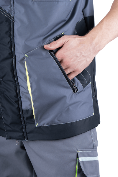 Жилет ЭДВАНС зимний (серый/т.серый/лимонный)