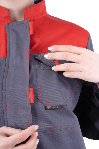 Костюм КМ-10 ЛЮКС жен. летний с БР (серый/красный)