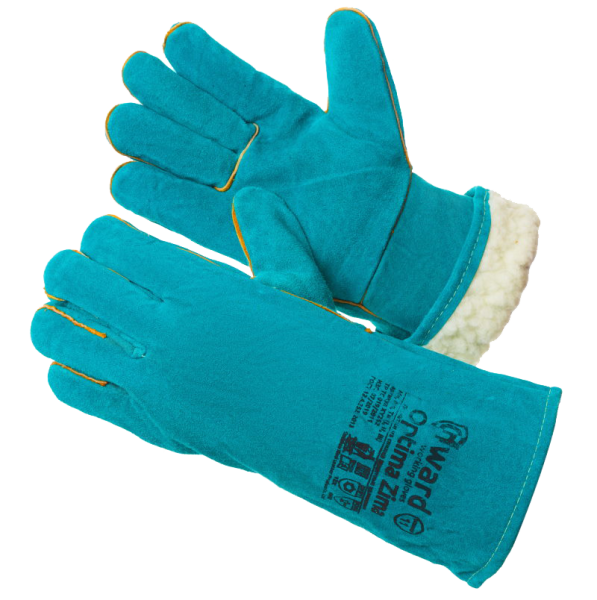 Краги OPTIMA ZIMA из спилка утепленные искусственным мехом (зеленый)