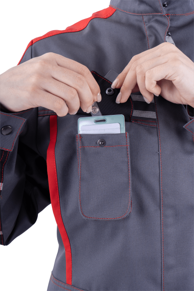 Куртка ХАЙ-ТЕК женская (серый/черный/красный)