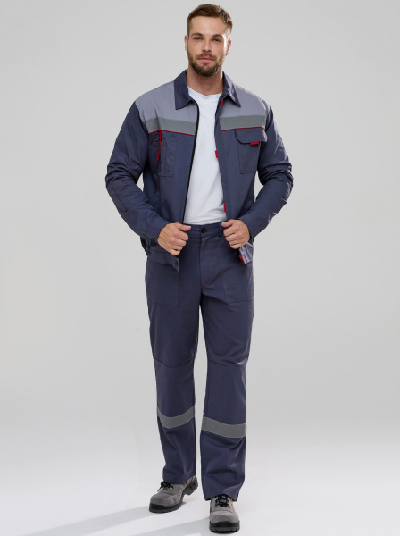 Костюм ФЛОФТ-1 СОП с БР (т.серый/св.серый/красный)