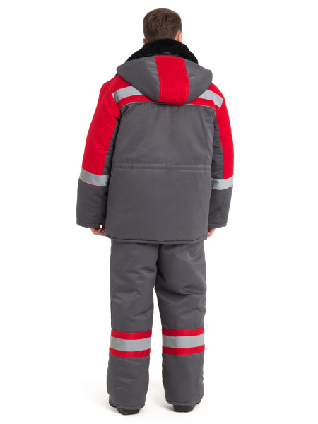 Костюм НОВА зимний с ПК (серый/красный)