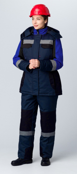 Костюм ВЕКТРОН-2 СОП IMP женский зимний с ПК (т.синий/черный/васильковый)