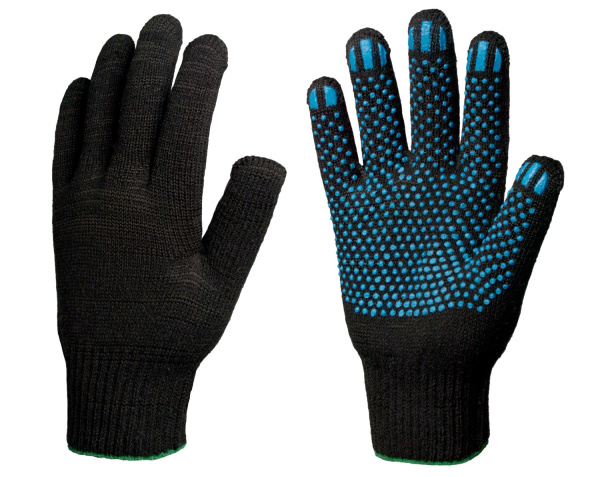 Перчатки ЛЮКС х/б с ПВХ ТОЧКА 10кл 150текс 10пар (черный)