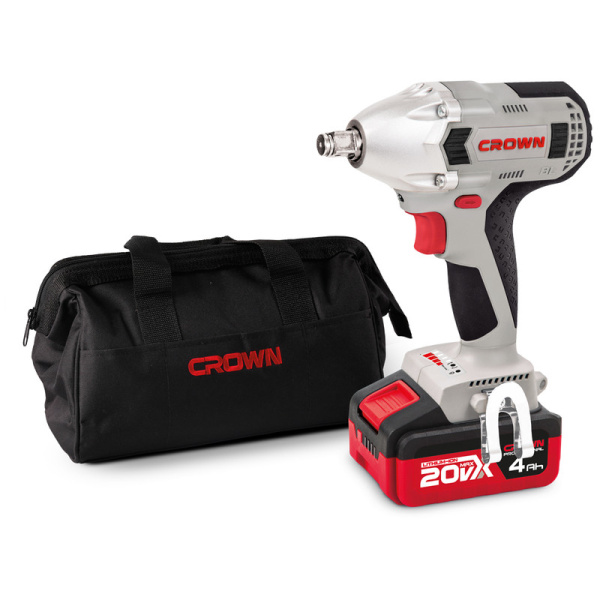 Аккумуляторный ударный гайковерт CROWN CT22015HX-4 TB 20В B3+ 2х4.0Ач 320Нм