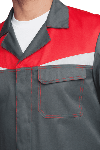 Халат КМ-10 ЛЮКС (серый/красный)