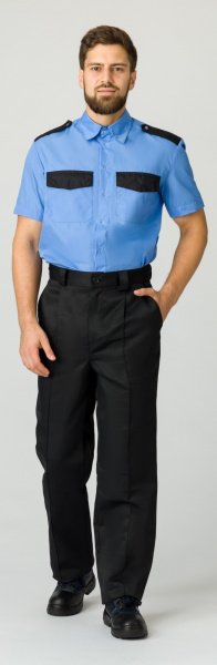 Рубашка охранника с коротким рукавом (ярко-голубой)