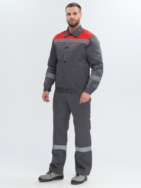 Костюм ЛИГОР-2 СОП с ПК (т.серый/красный)