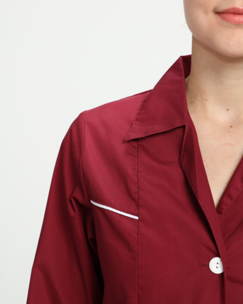 Халат ДИАНА женский (бордовый/белый)