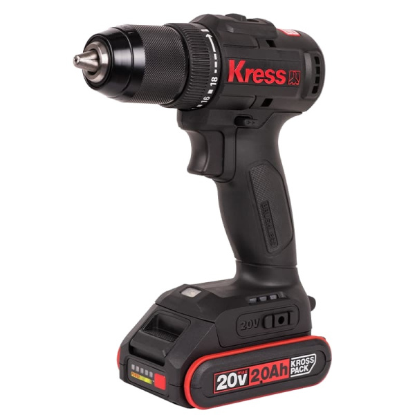 Аккумуляторная дрель-шуруповерт KRESS KU212.1 20В 50Нм 2х2А/ч