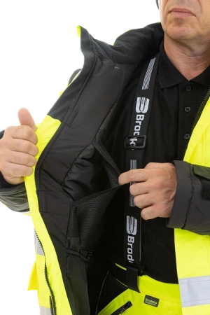 Куртка-парка BRODEKS KW 217 зимняя сигнальная c опушкой (желтый/черный)