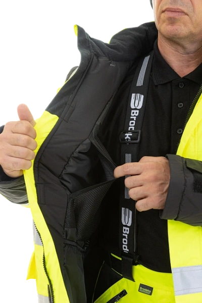 Куртка-парка BRODEKS KW 217 зимняя сигнальная c опушкой (желтый/черный)