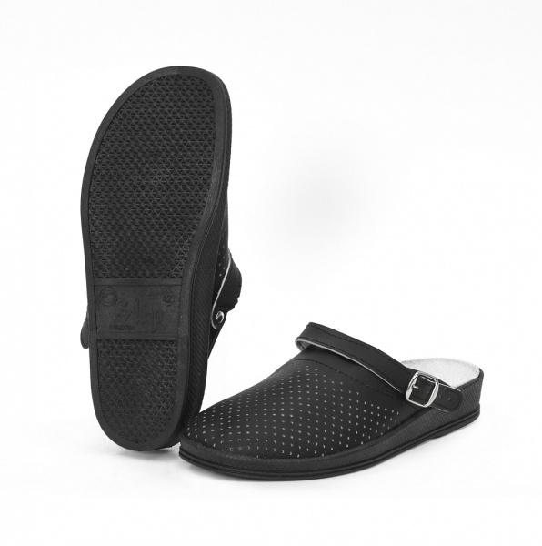 Сабо нат.кожа ПВХ (черный)