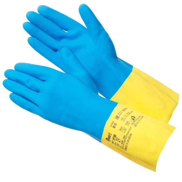 Перчатки HP300 из латекса и неопрена (желтый/синий)