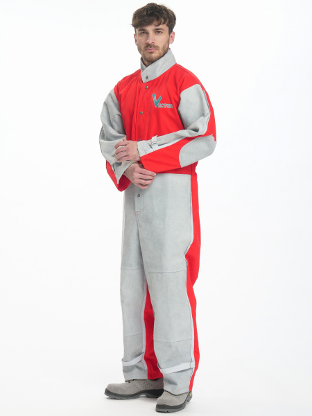 Комбинезон пескоструйщика VECTOR (серый/красный)