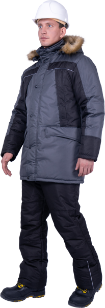 Куртка СКАНДИНАВИЯ ЛЮКС зимняя (серый/чёрный)