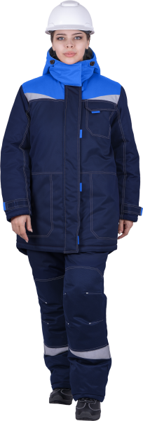 Костюм КМ-10 ЛЮКС жен. зимний 3-4 класс c БР (василек/т.синий)