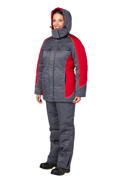 Костюм СТРАЙК зимний женский с БР (серый/красный)