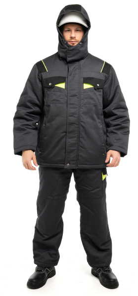 Костюм КОРВЕТ зимний с БР (т.серый/черный/лимон)