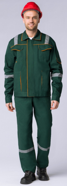 Костюм РЕСПЕКТ с БР (т.зеленый/оранжевый)