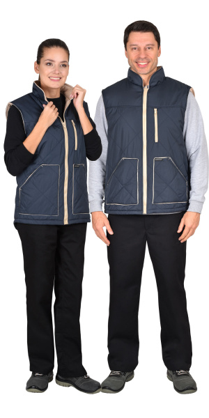 Жилет СИРИУС-ЕВРОПА удлиненный зимний (сине-серый)