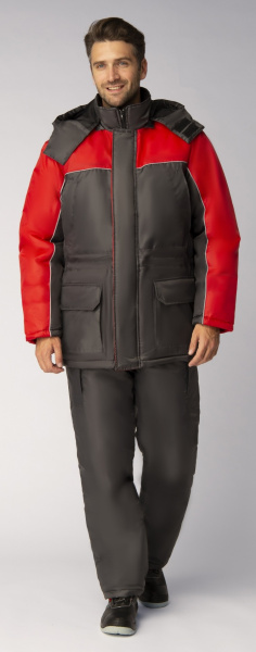 Костюм БАЛТИКА зимний с ПК (т.серый/красный)
