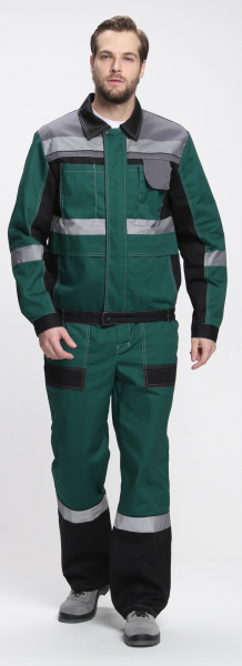 Костюм ВИВАТ-1 ПРЕМИУМ с БР (зеленый/черный/серый)
