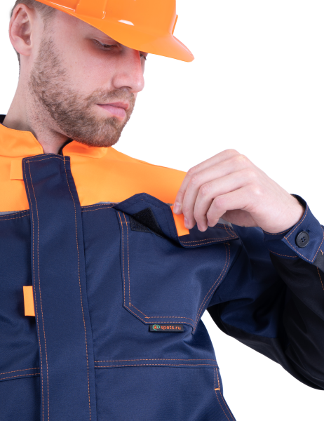 Костюм КМ-10 ЛЮКС с ПК (т.синий/оранжевый)