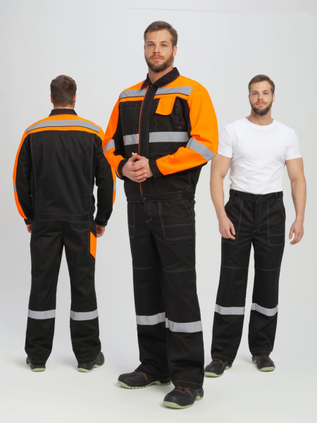 Костюм ВИВАТ-1 ПРЕМИУМ СН МВО с БР (черный/оранжевый)