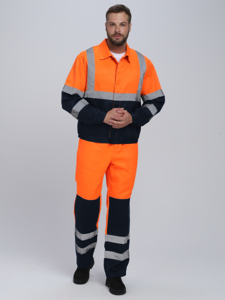 Костюм ЯРКСИОН-2 СОП К. сигнальный с ПК (оранжевый/т.синий)