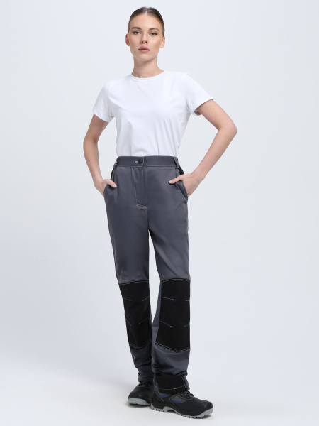 Костюм ВЕКТРОН-1 женский с БР (серый/красный/черный)