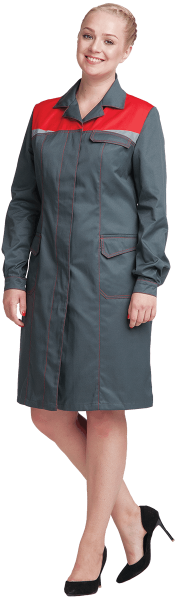 Халат КМ-10 ЛЮКС женский (серый/красный)