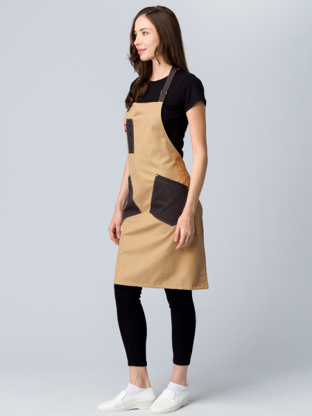 Фартук КРАФТ с грудкой универсальный (бежевый/коричневый)