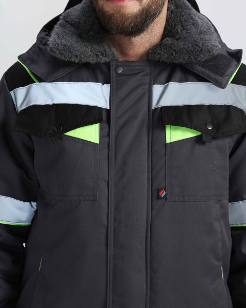 Костюм ХОВАРД зимний с ПК (т.серый/черный/лимонный)