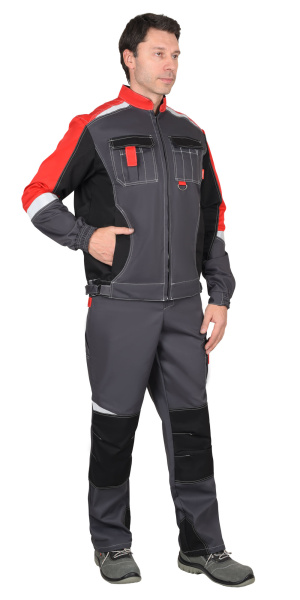Костюм СИРИУС-ФАВОРИТ-МЕГА СОП с ПК (серый/черный/красный)