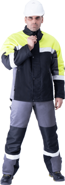 Костюм ЛОГЕР ПРОТЕКТ с ПК (серый/черный/лимонный)