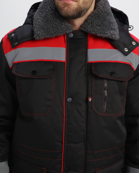 Костюм НЕЙЧ-ПРЕМИУМ CH зимний с ПК (черный/красный)