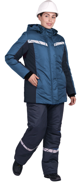 Куртка ВИРАЖ НЕО женская зимняя (морская волна/т.синий)