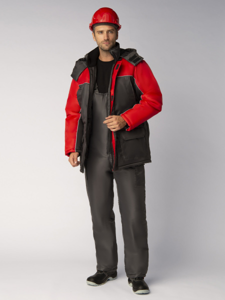 Костюм БАЛТИКА зимний с ПК (т.серый/красный)