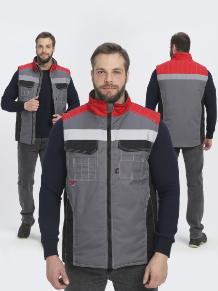 Жилет ВЕКТРОН СОП зимний (серый/черный/красный)