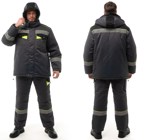 Костюм КОРВЕТ зимний с БР 4 класс (т.серый/черный/лимон)