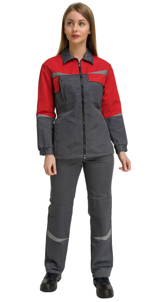 Костюм RONTA KS625 женский с БР (т.серый/красный)