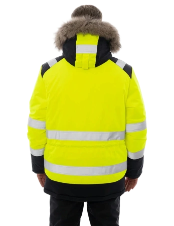 Куртка-парка BRODEKS KW 217 зимняя сигнальная c опушкой (желтый/черный)