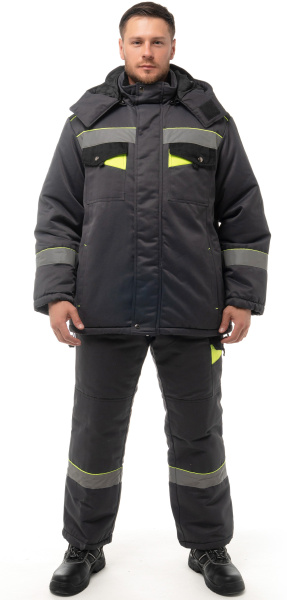 Костюм КОРВЕТ зимний СОП с БР (т.серый/черный/лимон)