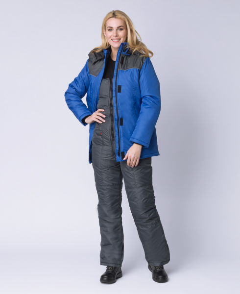 Куртка САКРИН зимняя женская (васильковый/т.серый)