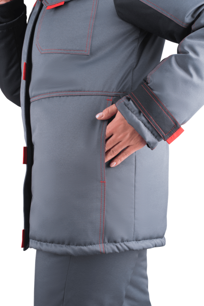 Костюм КМ-10 ЛЮКС жен. зимний c БР (серый/красный)