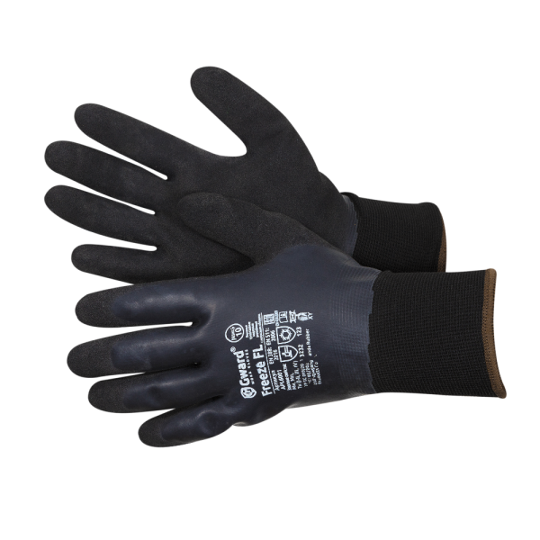 Перчатки FREEZE FL утепленные двухслойные со вспененным латексным покрытием (черный)